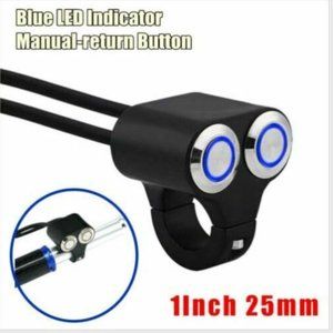 1" (25MM) MOTORCYCLE ON/OFF MANUAL RETURN DUAL SWITCH WITH BLUE LED